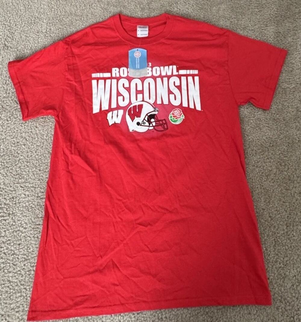 Wisconsin Badgers 2013 Rose Bowl T Shirt Mens Medium Red NCAA Gildan NWT